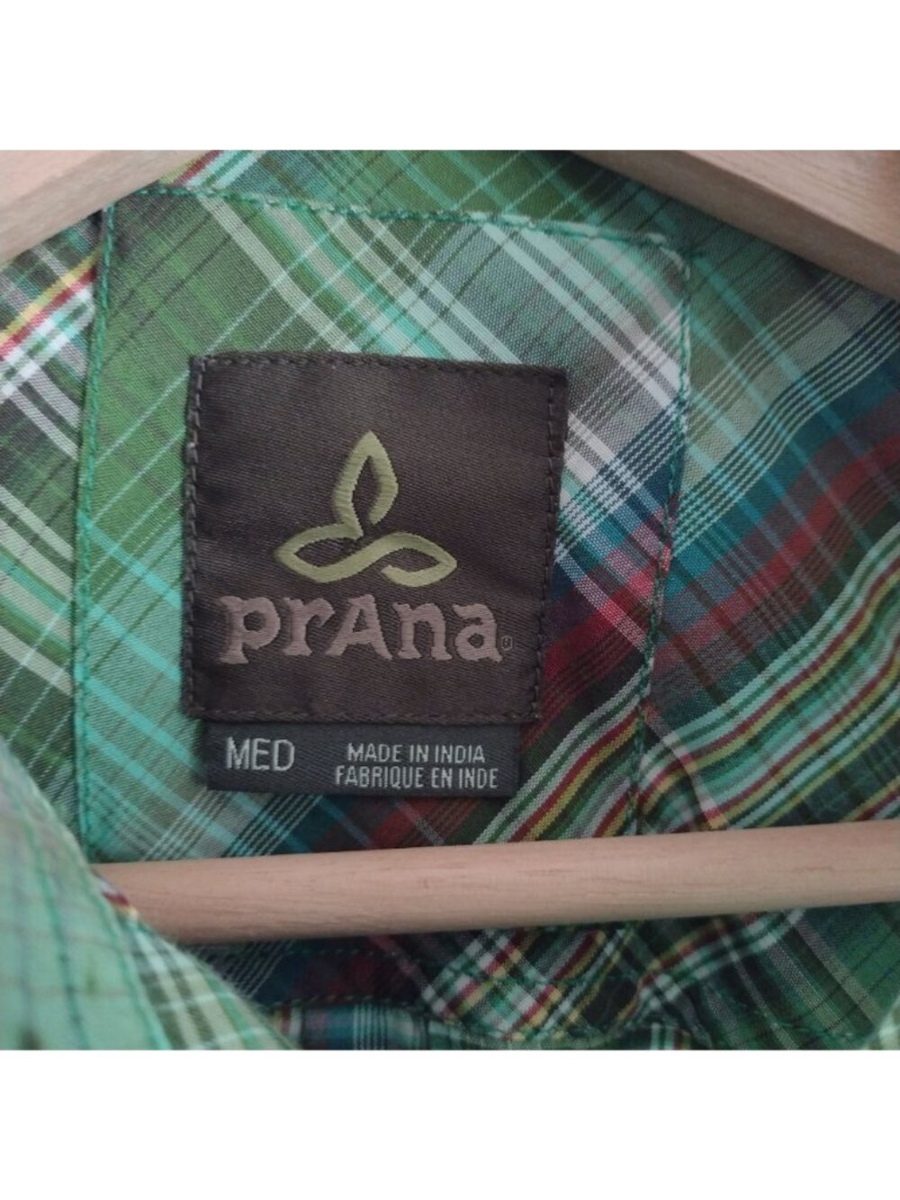 Prana Mens Green Plaid Shirt M Athletic Fit Organic Cotton Blend Duo Pocket - Picture 2 of 10